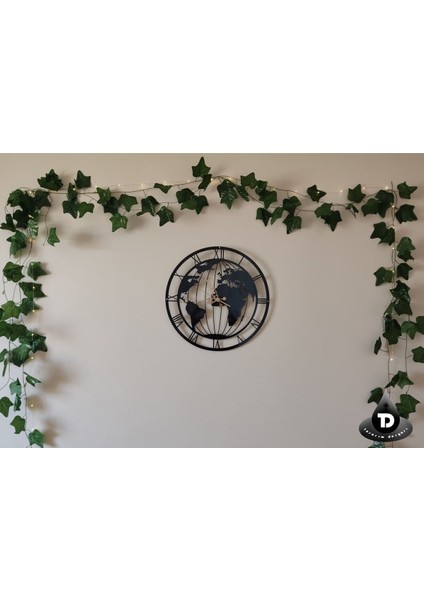 Dekoratif Şık Modern Dünya Haritalı Sessiz Akar Lazer Kesim Metal Duvar Saati fiyatları