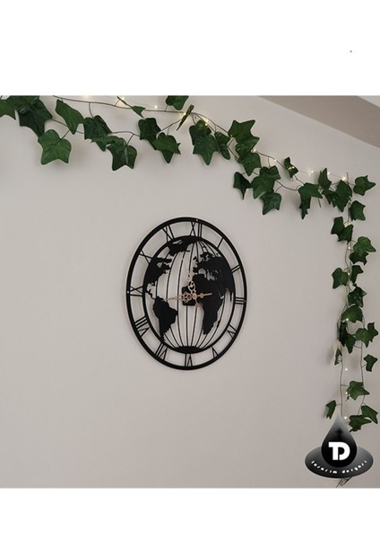 Dekoratif Şık Modern Dünya Haritalı Sessiz Akar Lazer Kesim Metal Duvar Saati modelleri