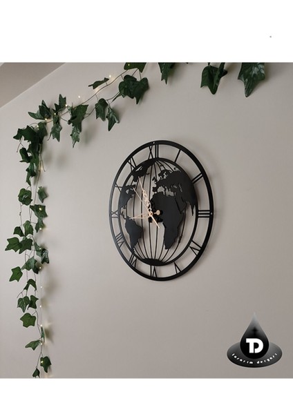 Dekoratif Şık Modern Dünya Haritalı Sessiz Akar Lazer Kesim Metal Duvar Saati fırsatları