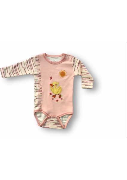 Süslü Ördek Nakışlı Şapkalı Uzun Kollu Zıbınlı 3lü Kız Bebek Takımı Pembe fiyatları