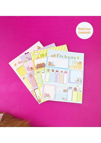 Sevimli Ayı Tasarımlı Post-It Seti