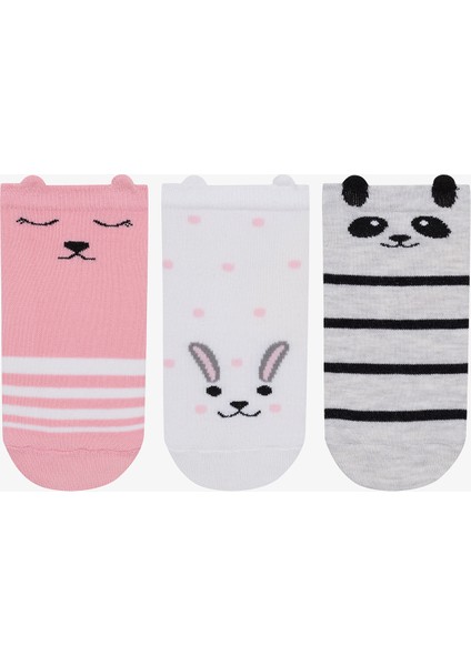 3 Çift Pamuklu Panda Desenli Patik Çorap
