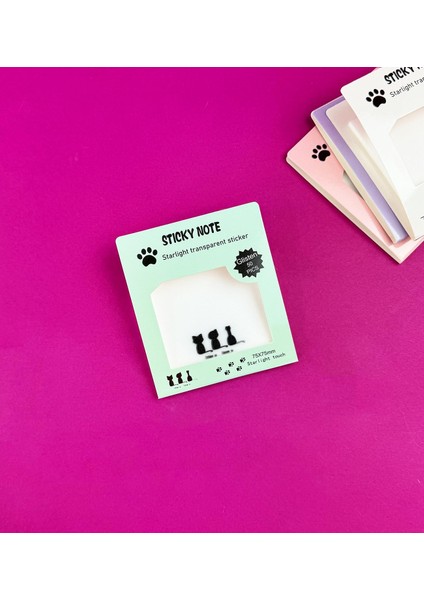 Kedi Tasarımlı Şeffaf Post-It indirimleri