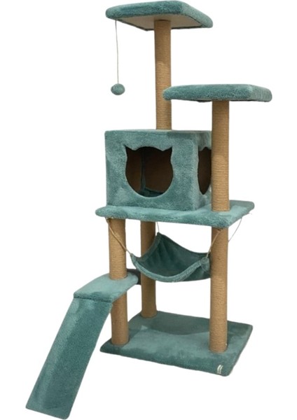 S9 Kedi Tırmalama Kulesi Platformlu 124 cm Turkuaz