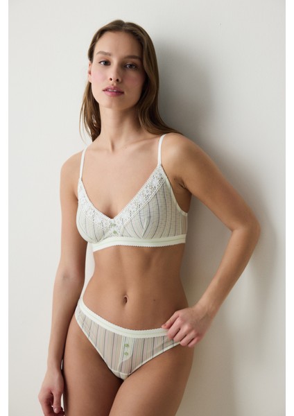 Triangle Stripe Ekru Sütyen