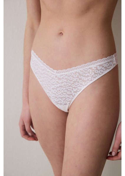 Easy Lace V Shape Ekru Tanga Külot