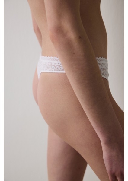 Easy Lace V Shape Ekru Tanga Külot