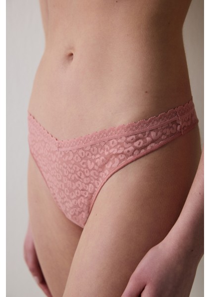 Easy Lace V Shape Pembe Tanga Külot