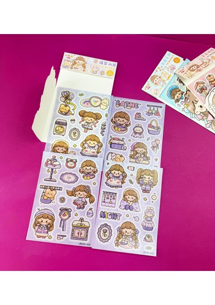 3'lü Sevimli Kız Sticker Seti fiyatları