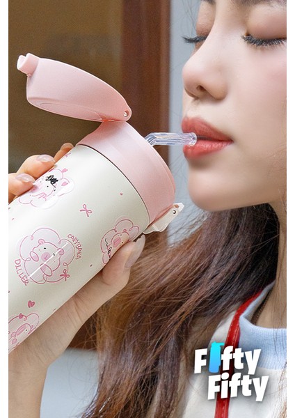 Dıller 480 ml Pipetli Paslanmaz Çelik Termos Kilitli Kapak 2 Farklı Renk Seçeneği -FFDILLERD9281