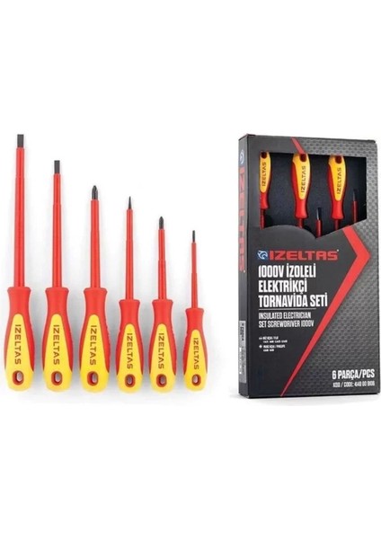 Luxury Izeltaş 4140009106 1000V Izoleli Elektrikçi Tornavida Seti 6 Parça 1 Adet