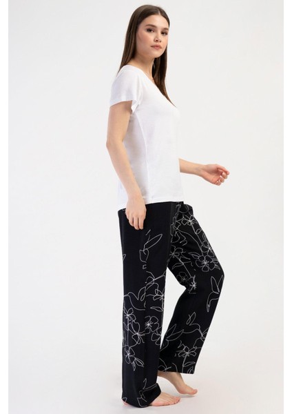 Kirli Beyaz Kadın Kısa Kollu Pijama Takımı
