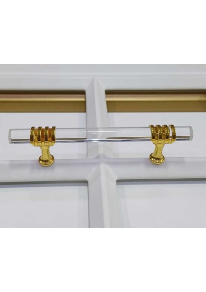 Luxury Gür 96 mm Altın Piraye Cam Gür Dolap-Çekmece-Mobilya-Mutfak Kulpları 1 Adet