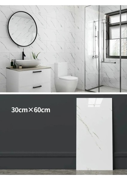 Luxury 30X60 Kendinden Yapışkanlı Mermer Fayans Görünümlü Mutfak Banyo Wc Yer Duvar Pvc Köpük Panel 1 Adet