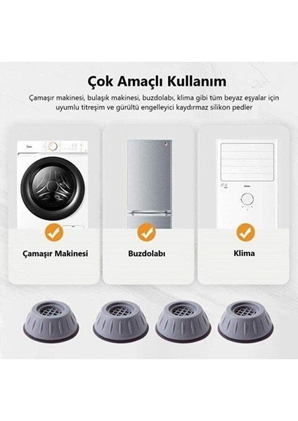Luxury Gürültü Engelleyici ve Kaymaz Titreşim Önleyici Kauçuk Ayak Pedleri Çamaşır Makinesi Stoper A1 1 Adet
