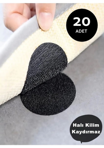 Luxury 20 Adet Halı Kilim Koltuk Örtüsü Kaydırmaz Sabitleyici Cırt Yıkanabilir Kendinden Yapışkanlı Ped 1 Adet