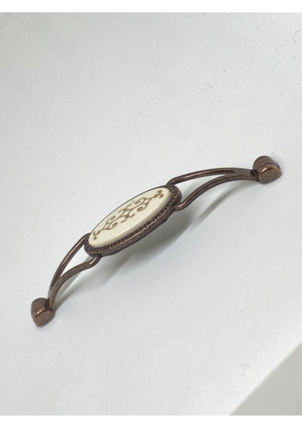 Luxury Porselen Görünümlü Antik Bakır Kulp 128 mm 1 Adet