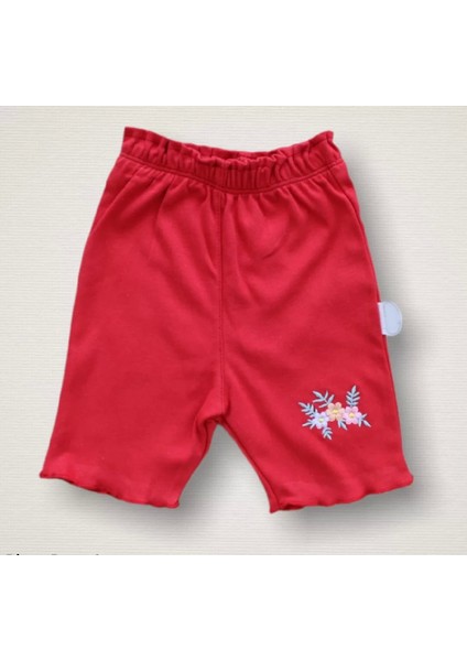 Melek Kız Nakışlı Bandanalı Kısa Kollu Sweatli Şortlu 3lü Kız Bebek Takımı Kırmızı modelleri