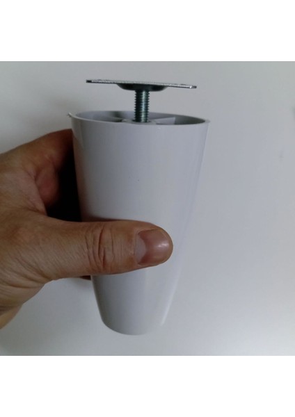 Luxury 12 cm Plastik Dolap Mobilya Baza Ayağı Robot Süpürge Ayağı Tablalı Beyaz 1 Adet