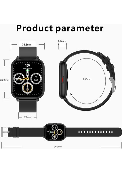 Q9 Pro Akıllı Bilezik 1.85 "tam Dokunmatik Ekran Gerçek Zamanlı Vücut Sıcaklığı Monitörü 35 Gün Beklemede (Yurt Dışından) indirimleri