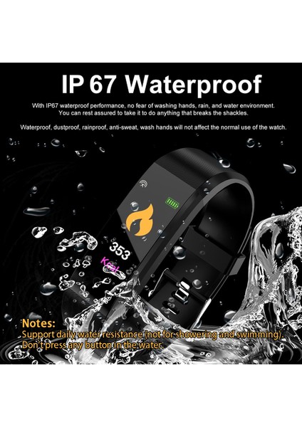 ID115PLUS Akıllı Bilezik Kalp Hızı Izleme IP67 Suya Dayanıklı (Yurt Dışından)