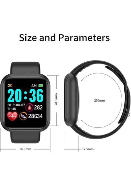 Y68 1.44IN Watch Kalp Atış Hızı Izleme Suya Dayanıklı (Yurt Dışından)