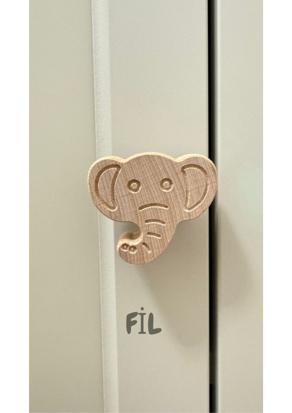 Luxury 1 Adet Kulp, Çocuk Odası Ahşap Çekmece Kulp , Doğal Ahşap Kulp, Çekmece Kulpu, Hayvan Figürlü Kulp, 1 Adet