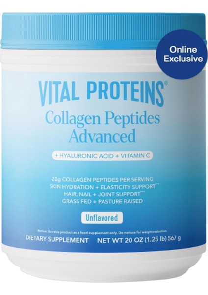 Vıtal Proteıns Collagen Peptıd Powder -Hyaluronic Acid - Vitamin C. 567 gr .ABD Menşei