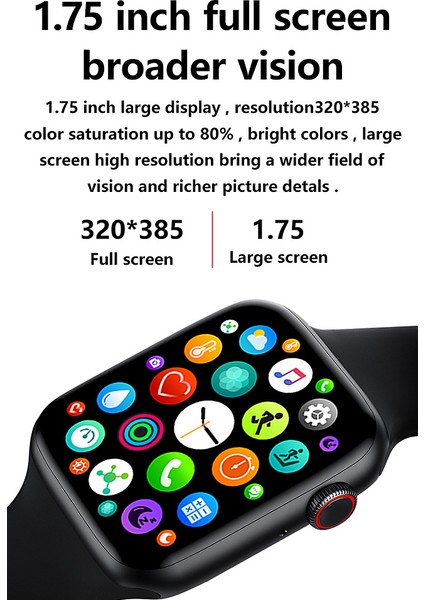 T500 + Plus Akıllı Bilezik 1.75 Inç Ekran IP67 Su Geçirmez Kalp Atış Hızı Monitörü (Yurt Dışından)
