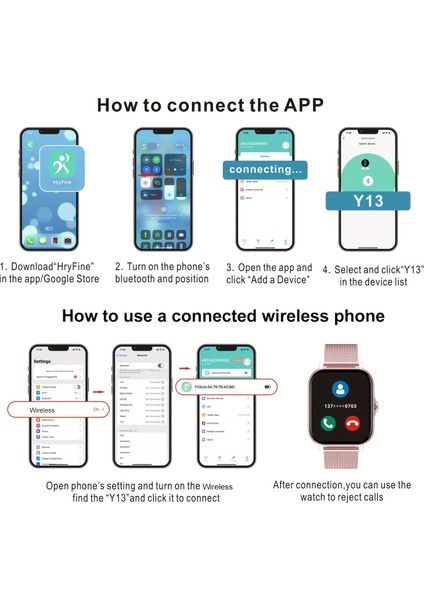 Y13 Akıllı Izle Adım Metre Kalp Atış Hızı Izleme Erkekler ve Kadınlar Telefon Izle (Yurt Dışından)