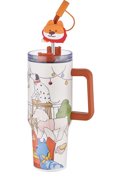 Dıller Quencher Cup 1200 ml Pipetli/rahat Içim Kulplu Paslanmaz Çelik Termos -FFDILLERD9222