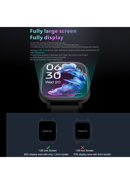 Q9 Pro Akıllı Bilezik 1.85 "tam Dokunmatik Ekran 35 Gün Beklemede (Yurt Dışından) indirimleri