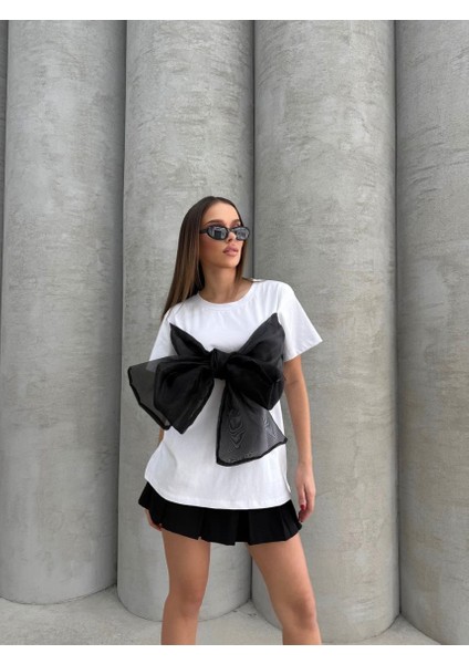 Ithal Süprem Kumaş Organze Tül Detaylı Tasarım Tshirt