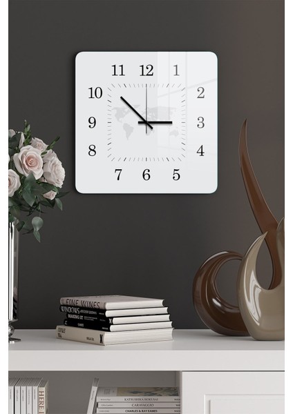 Cam Duvar Saati Kare 1037 30 x 30 cm