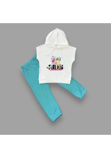 Forever Cici Kızlar Baskılı Kapşonlu 2li Kız Çocuk Takımı Turkuaz fiyatları