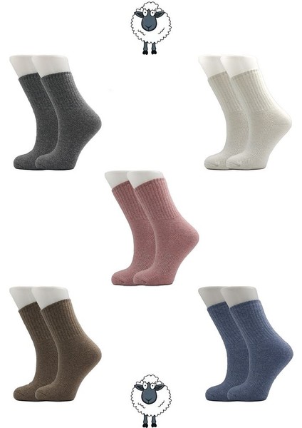Kadın Lambswool Yün Kışlık Kalın Soket Çorap 6'lı Paket