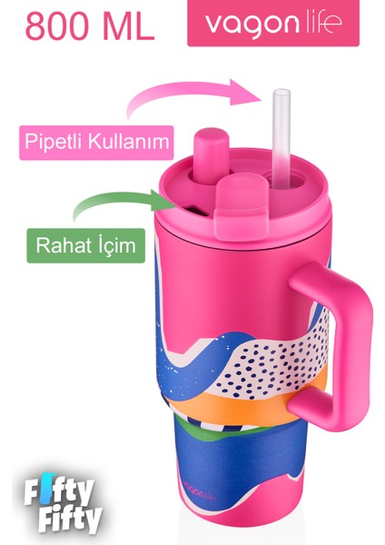 Tumbler Cup 800 ml Pipetli/rahat Içim Vakumlu Paslanmaz Çelik TERMOS-FFVGN8138800ML
