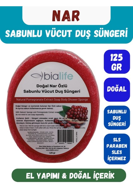 Nar Özlü Doğal El Yapımı Sabunlu Vücut Duş Süngeri