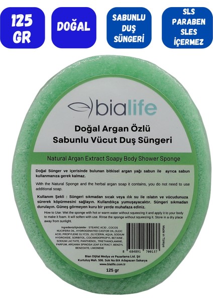 Argan Özlü Doğal El Yapımı Sabunlu Vücut Duş Süngeri fiyatları
