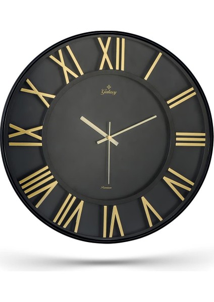 Roma Rakamlı Siyah Zeminli Duvar Saati 43 cm fiyatları