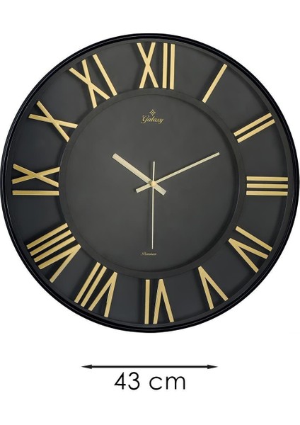 Roma Rakamlı Siyah Zeminli Duvar Saati 43 cm modelleri