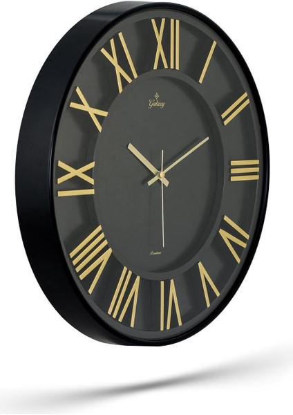 Roma Rakamlı Siyah Zeminli Duvar Saati 43 cm fırsatları