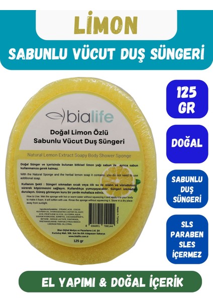 Limon Özlü Doğal El Yapımı Sabunlu Vücut Duş Süngeri
