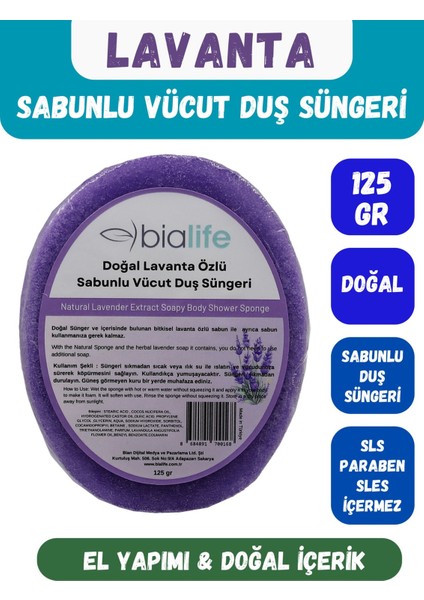 Lavanta Özlü Doğal El Yapımı Sabunlu Vücut Duş Süngeri