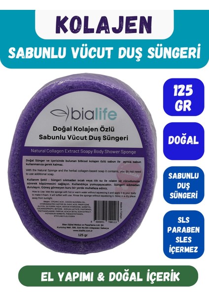 Kolajen Özlü Doğal El Yapımı Sabunlu Vücut Duş Süngeri