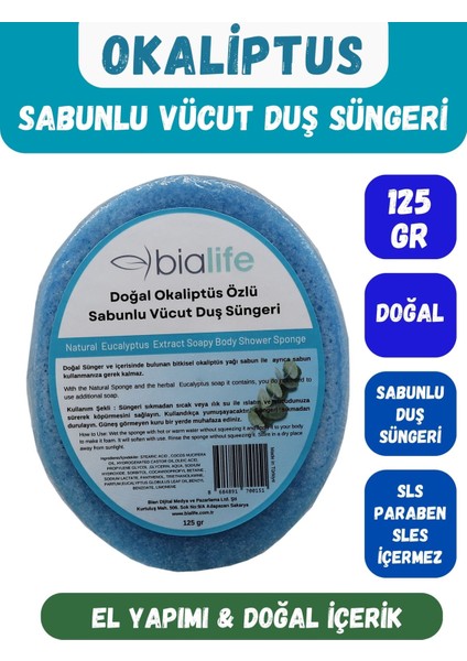 Okaliptus Özlü Doğal El Yapımı Sabunlu Vücut Duş Süngeri