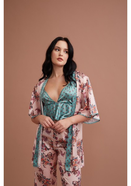 Pudra Kadın Saten Üçlü Takım fiyatları