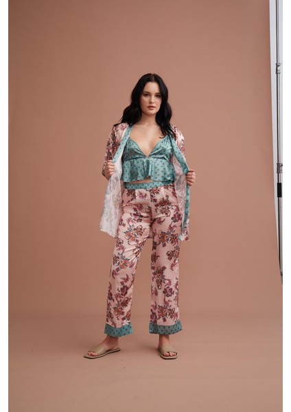 Pudra Kadın Saten Üçlü Takım indirimleri