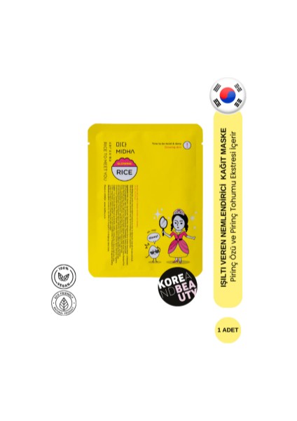 Mıdha Rice Milk Mask Hydro Glowing Pirinç Özlü Yüz Maskesi 1 Adet