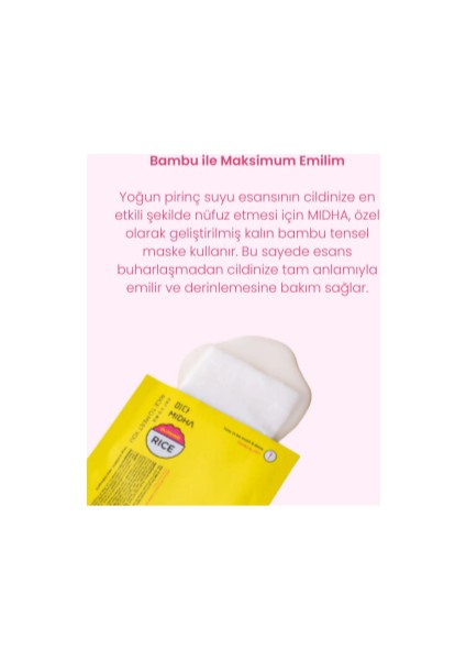 Mıdha Rice Milk Mask Hydro Glowing Pirinç Özlü Yüz Maskesi 1 Adet modelleri